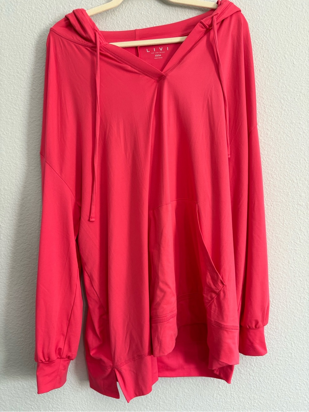Lane Bryant LIVI Women's Bright Pink/Coral Hoodie Top